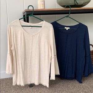 Bell Sleeve Style & Co. Med. Cotton Tees- Set of 2